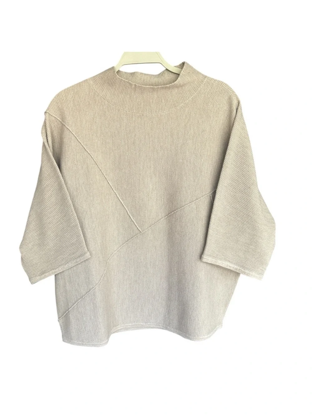 Joseph Ribkoff Beige Textured Knit Mock Neck Sweater Women’s Oversized Boxy Top